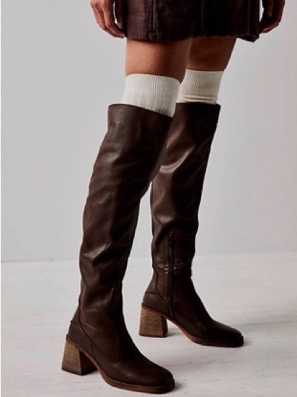 Free People Dark Brown Brianna Over-the-Knee Leather Boots